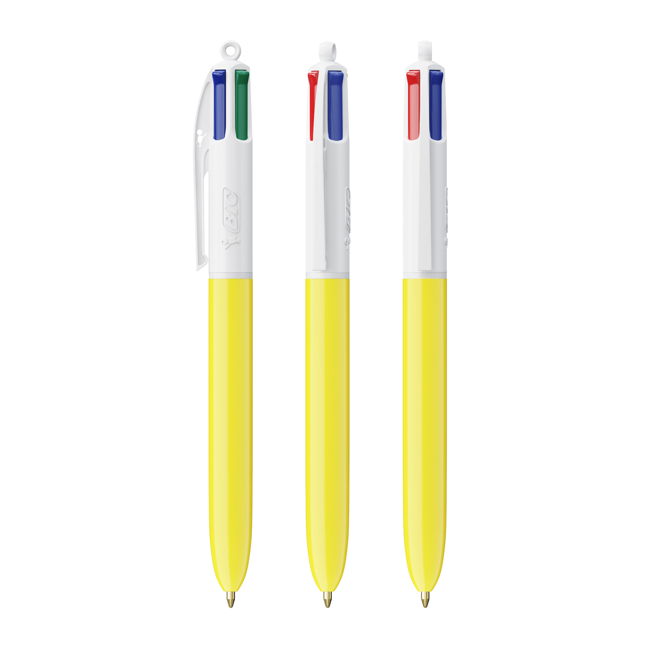 Stylo bille publicitaire 4 couleurs - BIC® Blanc - jaune